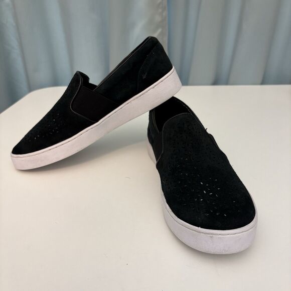 Vionic Shoes Womens 8.5 Black Leather‎ Suade Slip On Kani Walking Sneakers - Picture 1 of 8